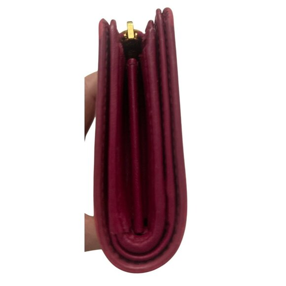 Prada Red Epi Leather Compact Wallet With Gold-Tone Zip & Snap Closure - Picture 4 of 11